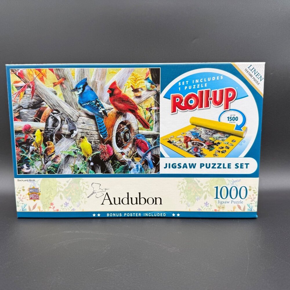 MasterPieces Audubon Backyard Birds 1000 Piece Jigsaw Puzzle Roll-Up Set 61141‎